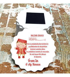 Magnet Hediyelik - Kız Çocuk Nazar Ayetli 6 Ay Kınası Hatırası