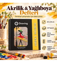 DreamArt Galery Akrilik ve Yağlı Boya Çizim Defteri 20x20 cm 250 gr Derin Dokulu 24 Yaprak