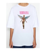 Unisex Oversize Nirvana Tshirt (Beyaz)
