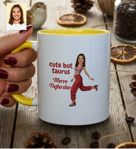 Kişiye Özel Karikatürlü Cute But Taurus Boğa Burcu Kupa Bardak Doğum Günü Hediyesi