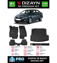 S-Dizayn Skoda Octavia 3D Pro Havuzlu Paspas ve Bagaj Havuzu Seti (2'li SET) 2013-2017 A+ Kalite