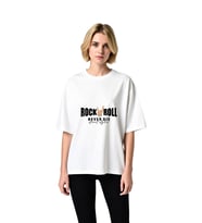 Kadın Oversize Rock Müzik Baskılı Tişört %100 Pamuk Rahat Kesim Sokak Stili Günlük Modern Şık Zarif