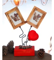 FOTOLABTR  FOTOĞRAFLI 2 Lİ KALPLİ 6X9 CM AHŞAP ÇERÇEVE + 4 ADET 6X9 FOTOĞRAF