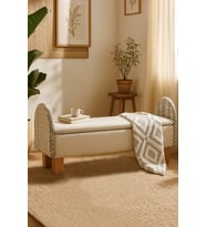 Lorenzo Sandıklı Puf/bench Kırık Beyaz-desenli Kumaş
