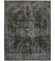 Gri Halı Antrasit Tonlu Salon Halısı Soyut Desenli Bordürlü El Dokuma Eskitme Vintage Stil