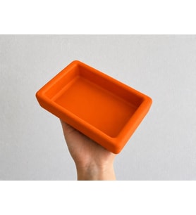 Dikdörtgen Model Beton Kedi Köpek Mama ve Su Kabı 18 x 10,5 x 4,5 cm - Turuncu