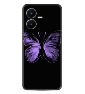 Vivo Y22S Kılıf Resimli Desenli Silikon Platinium Series Black Butterfly 1879