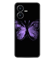 Vivo Y22S Kılıf Resimli Desenli Silikon Platinium Series Black Butterfly 1879