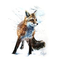 Fox, Hayvanlar, Suluboya, Vahşi, Illüstrasyon, Yaban Hayatı, Kostart Tablo Ahşap Poster Dekoratif