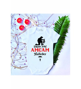 Unisex Bebek Baskılı Sıkıntı Yok Amcam Halleder %100 Pamuklu Çıtçıtlı Body