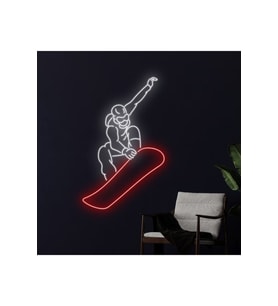Snowboard Yapan İnsan Figürlü Neon Tabela
