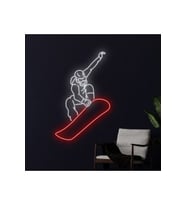 Snowboard Yapan İnsan Figürlü Neon Tabela