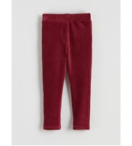 LCW Kids Bordo Beli Lastikli Basic Kız Çocuk Kadife Tayt