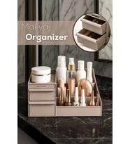 Porsima 5305 Çok Amaçlı Organizer 2 Çekmeceli Kozmetik Parfüm Krem Takı Makyaj Düzenleyici Kapicino