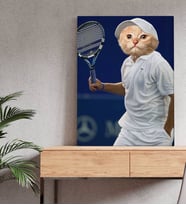 Evcil Dostlara Özel Tenis Oyuncusu Tasarımlı Portre Kanvas Tablo-1