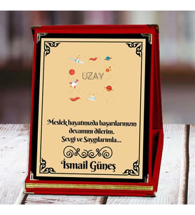 Uzay Baskılı Plaket (1. Tasarım)  Kişiye Özel (Kırmızı)