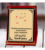 Uzay Baskılı Plaket (1. Tasarım)  Kişiye Özel (Kırmızı)