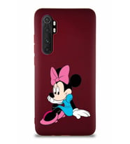 Xiaomi Mi Note 10 Lite Soft Premier Kapak Minnie Mouse-E Tasarımlı Silikon Kılıf - Mürdüm (Şeffaf)