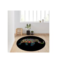 Eliana Home Baskılı, Yıkanabilir Kaymaz Taban Yuvarlak Halı LNA7129 120x120 cm (Siyah)