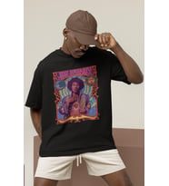 Tasarım Jimi Hendrix Efsane Şarkıcı Baskılı Unisex Oversize Tişört