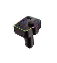 LKW-1 RGB Işıklı Bluetooth Araç Kiti Çift USB ve Type-C Portlu FM Transmitter Araç Şarj Cihazı