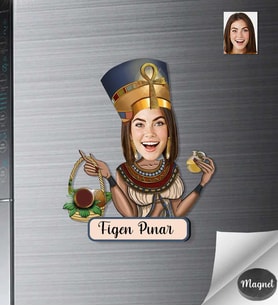 Kişiye Özel Klopatra Kadın Ahşap Magnet -1