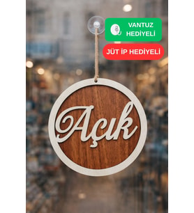 Üç Katlı El Yazılı Modern Açık/Kapalı Tabelası - Akçaağaç-Ceviz