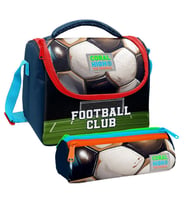 Coral High Erkek Çocuk Lacivert Yeşil Futbol Thermo Beslenme Çantası ve Üç Bölmeli Kalemlik Seti