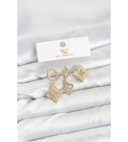 Pirinç Gold Renk Yonca Model Ysx Trio Küpe Seti - Tj-Bkp11552