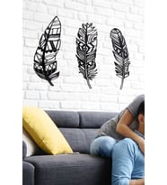 Gowpenart 3 Parça Tüy Ev & Ofis Metal Duvar Tablosu - Hediye Tablo - Dekoratif Tablo