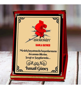 Ekonomist Baskılı Plaket (1. Tasarım)  Kişiye Özel (Kırmızı)