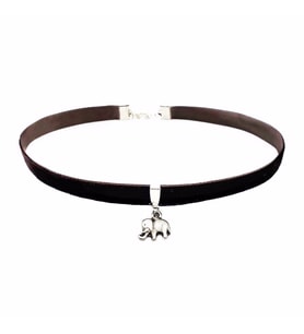 Kahverengi Kadife Fil Choker