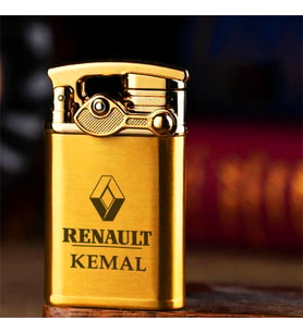 Kişiye Özel İsim ve Araç Araba Markası Logo Amblem Baskılı Gazlı Çakmak (Gold)