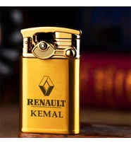 Kişiye Özel İsim ve Araç Araba Markası Logo Amblem Baskılı Gazlı Çakmak (Gold)