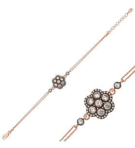 Gümüş Rose Elmas Montür Çiçek Bileklik SL1543