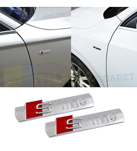 Audi S Line Logo Çamurluk Arma Amblem Paslanmaz Çelik Parlak 2 Adet