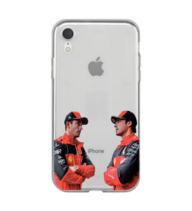 Iphone XR Uyumlu Carlos Sainz ve Charles Leclerc Formula 1 Desenli Şeffaf Kılıfı
