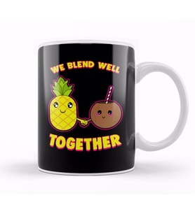 We Blend Well Together Funny Pineapple Coconut Pun Kupa Bardak Porselen