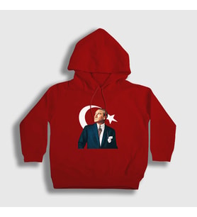 Presmono Unisex Çocuk Kırmızı 19 Mayıs 29 Ekim 23 Nisan Bayrak Atatürk Kapüşonlu Sweatshirt 501402tt