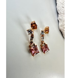 Pembe Zirkon Taşlı Vip Küpe