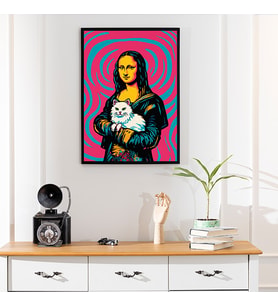 Ezgoola / Beyaz Kedi Portre Poster Çerçevesiz / Renkli Pop Art Kedi Tasarımı / Ezgoola Orijinal Grafik Poster / 350 gr Kağıt / Poster