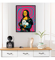 Ezgoola / Beyaz Kedi Portre Poster Çerçevesiz / Renkli Pop Art Kedi Tasarımı / Ezgoola Orijinal Grafik Poster / 350 gr Kağıt / Poster