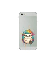 iPhone 5S ile Uyumlu Splash Kirpi Tasarımlı Şeffaf Silikon Kılıf
