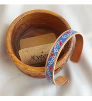 El Yapımı Bakır Bileklik  Etnik Desenli UV Baskı  Unisex Tasarım