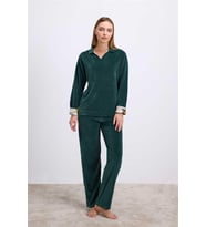 UzunKollu Kadife Sweatshirt ve Pantolon Pijama Takımı (Karışık)