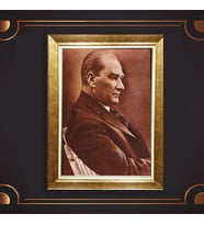 Altın Varaklı Çerçeveli Paspartulu Atatürk Tablo z5145 (Gold)