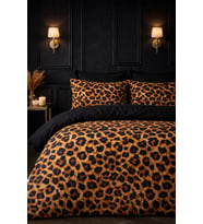 More Home Çift Kişilik Yorgan Kılıfı + Yastık Kılıfı Çarşafsız Dijital Baskılı 3D 3 Boyutlu Leopar Desenli Siyah