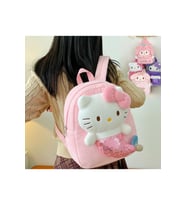 Hello Kitty Mini Peluş Çanta Kız Çocuk Fermuarlı Ayarlanabilir Askılı Sırt Çantası, 32x26 cm (Pembe)