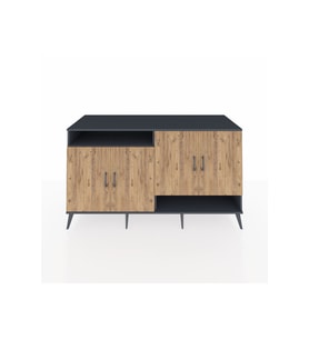 Kronos Konsol 6 Raflı 4 Kapaklı 176x59x99 Antrasit-Çam/Antrasit