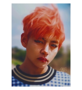 Kırmızı Taehyung Tablo Ahşap Poster Dekoratif Kod3360